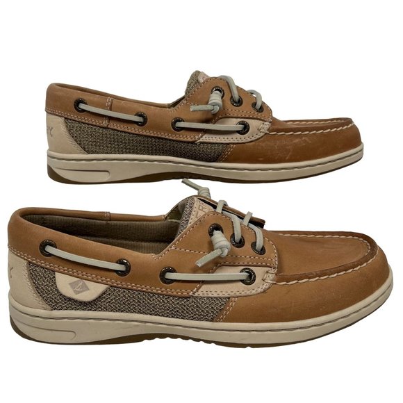 Sperry Women's Bluefish 2 Eye Size 6 brown tan boat shoe slip-on nubuck leather - Picture 1 of 10